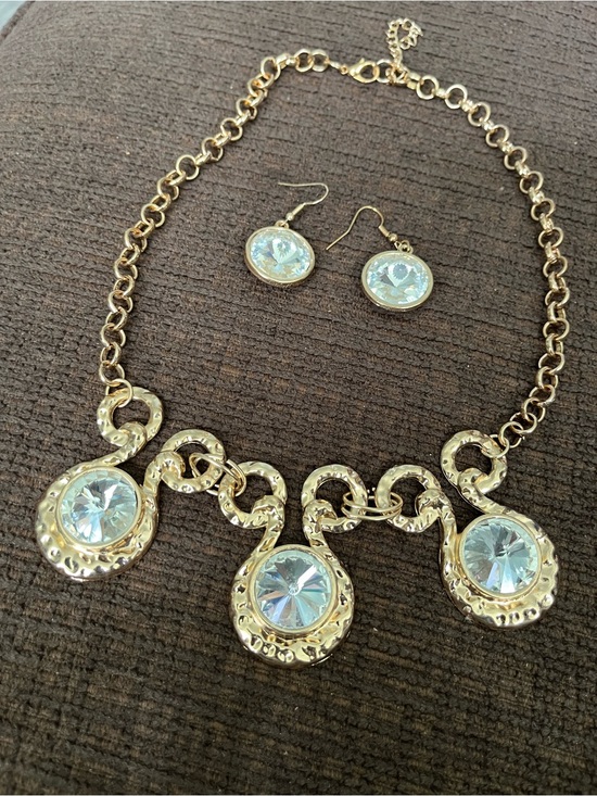 Jewelry - Gold-Tone Crystal Statement Necklace & Earring Set